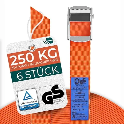 CargoVA® Robuste Spanngurte mit Klemmschloss in orange von CARGO VA Intelligent Vehicle Accessories