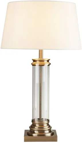 Searchlight Pedestal Table Lamp - Goldfarbene Tischleuchte mit wechselbarem Leuchtmittel - Tischleuchte in Antikmessing-Optik, ideal für stilvolle Akzente in jedem Raum. Wechselbares Leuchtmittel für individuelle Lichtgestaltung.