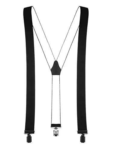 shenky Hosenträger | 3er Clips | 3,5cm Breite | verstellbar | Basic | Y-Form | elastisch | für Oktoberfest Fassnacht Karneval Hochzeit Skihosen | Damen & Herren | Skihosenträger | Schwarz