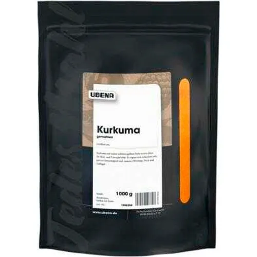 UBENA Kurkuma gemahlen – 1 kg im praktischen Vorratsbeutel - Vielseitiges Gewürz für Reis- und Currygerichte, ideal für Suppen und Saucen. Der wiederverschließbare Beutel sorgt für frische Aufbewahrung. Qualität seit 1923.
