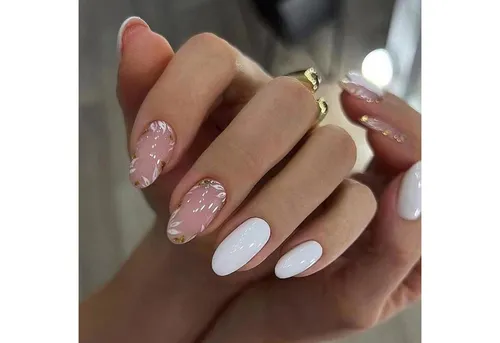 LuxusKollektion Kunstfingernägel 24 Stück Mandel Nägel French Cute Blumen Weiß Kit