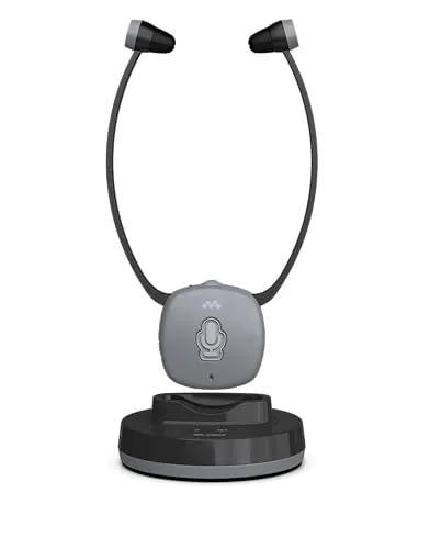 Meliconi TV-Kopfhörer Easy Audio kabellos - Kabellose digitale Kopfhörer für TV mit 20 m Reichweite und integriertem Mikrofon. Individuelle Lautstärkeregelung für jedes Ohr sorgt für ein optimales Hörerlebnis.