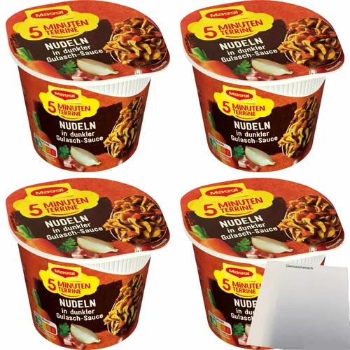 Maggi 5 Minuten Terrine Nudeln in dunkler Gulasch Sauce 4x60g Becher usy Block