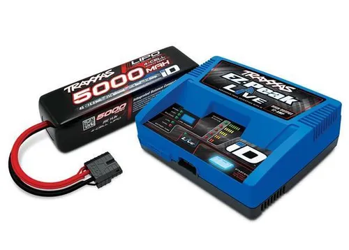 TRAXXAS Completer Pack mit #2971GX Lader & #2889X Akku TRX2996G - Modellbauzubehör mit 12-Ampere EZ-Peak® Live Ladegerät und 5000mAH LiPo Akku für schnelle Ladezeiten und einfache Bedienung dank Traxxas iD® Technologie.
