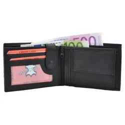 Geldbörse RFID Protect Geldbörse Nappa Leder Scheintasche mit Reißverschluss (1-tlg) rot|schwarz