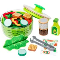 Melissa & Doug Salatschleuder-Spielset 28-teilig - Realistisches Rollenspielset mit Holzgemüse und Gewürzmühle. Fördert motorische Fähigkeiten und macht das Kochen spielerisch erlebbar!