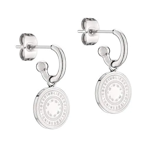 Liebeskind Berlin Edelstahl Ohrring mit Anhänger (Silber), 26 mm - Ohrringe für Damen mit exklusivem Münzanhänger aus hochwertigem Edelstahl. Zeitloses Design, perfekt kombinierbar und ein ideales Geschenk für jede Frau.
