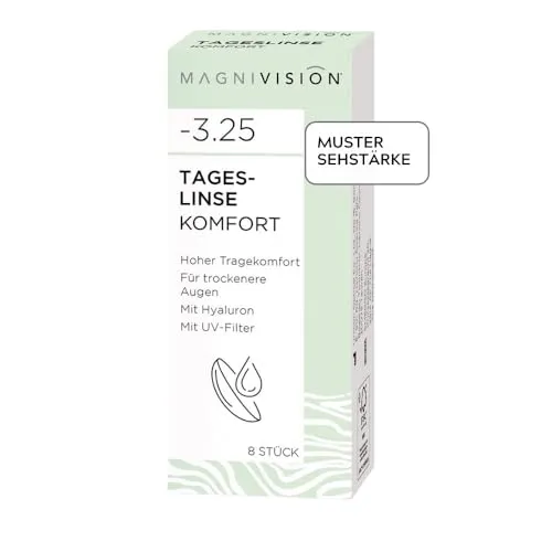 MAGNIVISION Tageslinsen Komfort weiche Kontaktlinsen für -4,50 Dioptrien | 8 Stück | BC 8.6 | DIA 14.2 | Kontaktlinse mit Hyaluron und UV-Filter für empfindliche Augen | ohne Konservierungsstoffe