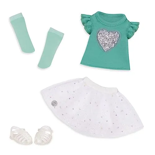 Glitter Girls Sparkling with Style! Puppenkleidung, Paillettenherz | Für 36 cm Puppen: Oberteil, Rock, Socken und Sandalen; leicht zu öffnende Verschlüsse; für Glitter Girls Puppen; 3+ Jahre