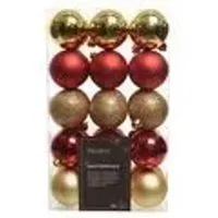 Kaemingk Weihnachtsbaumkugeln Bruchfest 6 cm 30 Stueck Rot Gold Matt Glitter