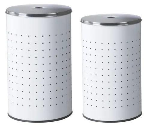 Home4You Wäschetonne Set, 2-teilig aus Edelstahl - Praktisches Wäschetonnen-Set aus Edelstahl mit 37 und 54 Litern, ideal zur geruchsfreien Aufbewahrung dank Belüftungslöchern.