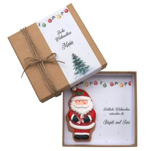 ZauberDeko Geldgeschenk Verpackung Kraft Weihnachten Elch Weihnachtsmann Schneemann 14cm Personalisierbar, Modell:Weihnachtsmann