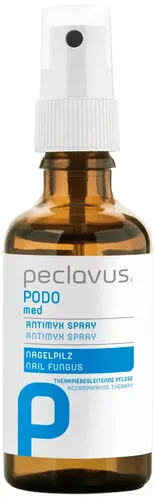 Peclavus PODOmed AntiMyx Spray 50ml - Fußpflege Spray gegen Haut- und Nagelpilz, mit australischem Teebaumöl für effektive antimykotische Wirkung und Linderung von Juckreiz.
