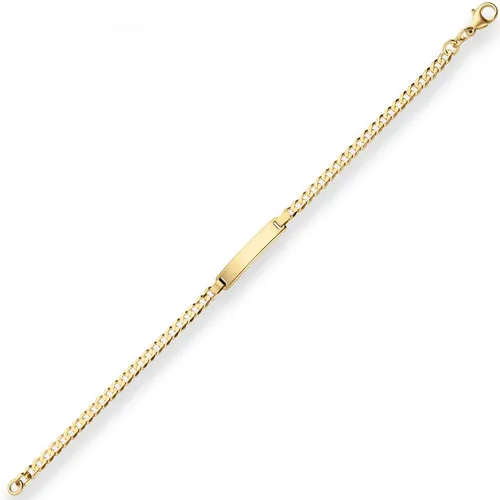 Schmuck Krone Goldarmband 3,9mm Id-Armband Panzerkette aus 333 Gelbgold - Elegantes 3,9mm Id-Armband aus 333 Gelbgold, 19cm lang. Hochwertige Panzerkette mit Karabinerverschluss und massiver Ausführung. Ideal als stilvolles Accessoire für jeden Anlass!