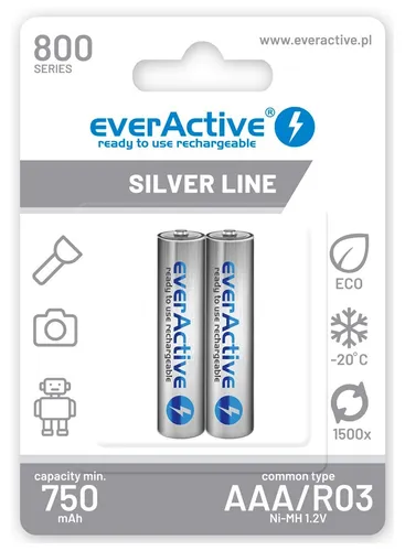 Rechargeable batteries everActive Ni-MH R03 AAA 800 mAh Silver Lin 5903205771339