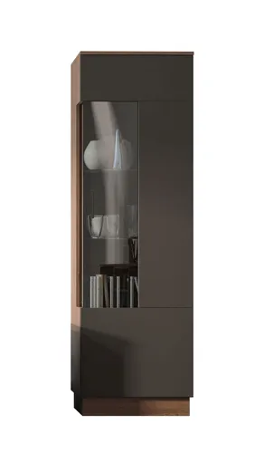 Standvitrine Alicante Glasvitrine 60cm walnuss schwarzgrau