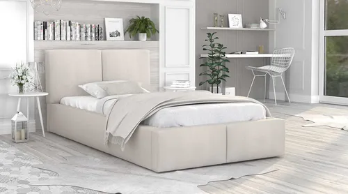 Bett AMBER 120x200 cm Beige Samt mit Lattenrost in beige von FDM
