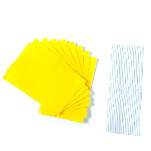 Allein 24PCS Gelbsticker, Gelbtafeln klein, Beidseitig Gelbtafeln, Klebende Fliegenfalle für Zimmerpflanzen, Gelb Fliegenfänger Sticker, Klebrige Insektenfallen und inkl. 24 Kabelbinder