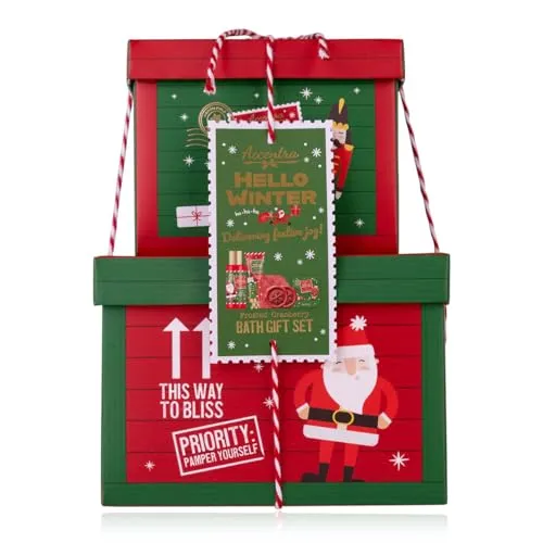 Accentra Badeset HELLO WINTER in gestapelten Geschenkboxen