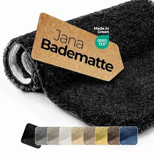 etérea Badezimmerteppich Jana - Rutschfeste Badematte 60x50 cm - Stylishe und rutschfeste Badematte Jana für mehr Sicherheit im Bad. Hochflorige, waschbare Qualität sorgt für Komfort und schnelle Trocknung. Ideal unter Waschbecken, vor Badewanne und Dusche.