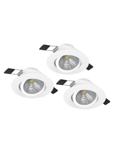 EGLO Deckenleuchte SALICETO 3er Set - Moderne Einbauleuchte für stilvolle Wohnzimmerbeleuchtung, dimmbar und mit schwenkbaren Leuchtköpfen für individuelle Lichtakzente.
