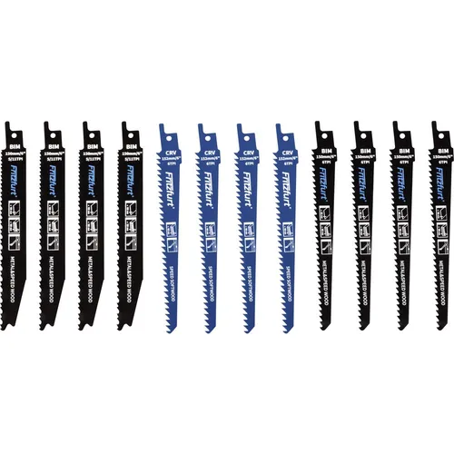 FRITZFURT 3801-3012 Säbelsägeblattsatz Universal 12-teilig Sägeblatt-Länge 15...