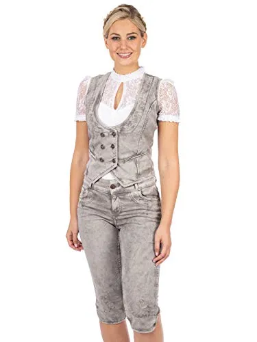 Hangowear Damen Kniebund HENDRINA grau 36 - Trachtenjeans für stilbewusste Frauen - Trachtenlederhosen für Damen, ideal für festliche Anlässe und bequem im Sitz, perfekte Passform und traditioneller Look.