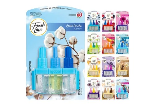 Fresh Line Raumduft Nachfüllflakons, 3 x 7 ml – Für elektrische Duftstecker, Geeignet für elektrische Duftstecker – für Wohnräume und Büro