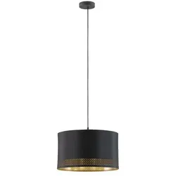 Eglo Hängeleuchte Esteperra - Elegante Hängelampe in Schwarz und Gold - Hängelampe aus Metall und Textil, 110 cm lang, ideal für stilvolle Esstischbeleuchtung und schafft eine gemütliche Atmosphäre.