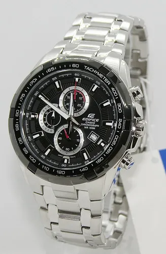 CASIO EDIFICE Quarzuhr EF-539D-1AVEF - Herren Armbanduhr mit elegantem Edelstahlarmband, wasserdicht bis 10 m und in stilvollem Schwarz, ideal für jeden Anlass.