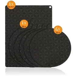 Meisterhome® Induktionsschutzmatte – Set 3 - Induktionskochfelder: 5 rutschfeste Silikonuntersetzer, hitzebeständig bis 260°C, schützen Oberflächen vor Hitze und Kratzern – ideal für jede Küche.
