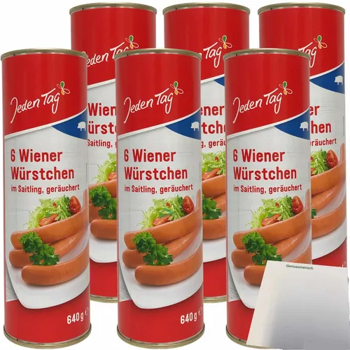 Jeden Tag Wiener Würstchen im Saitling geräuchert 6er Pack 36x50g usy Block