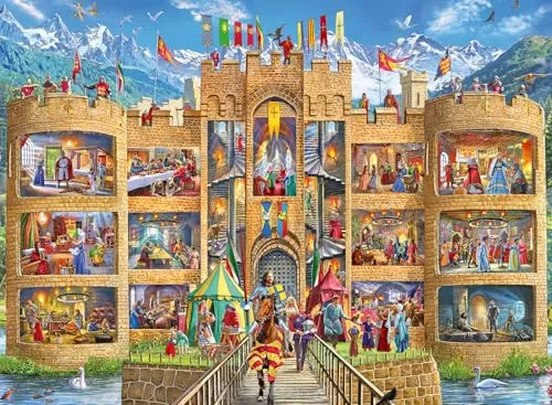 Ravensburger Kinderpuzzle - 12919 Blick in die Ritterburg - Ritter-Puzzle für Kinder ab 7 Jahren, mit 150 Teilen im XXL-Format