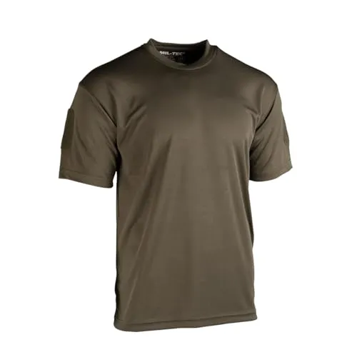 Mil-Tec Tactical Quick Dry T‑Shirt Herren • Taktisches Kurzarm-Shirt • Atmungsaktives & schnelltrocknendes Basic T-Shirt • Ideal als Sportshirt, Wandershirt, Arbeitsshirt • Oliv, S