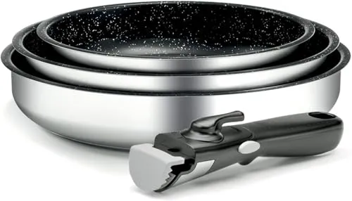 Backen 191599 Pfannenset 20-24-26 cm, Induktion, Edelstahl, Stapelbar