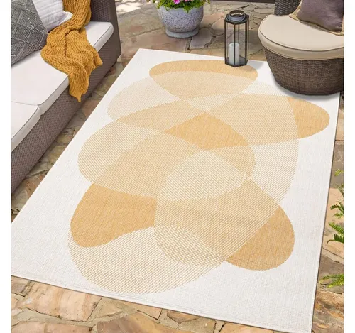 carpet city Outdoor-Teppich, Gelb, 120x170 cm, beidseitig verwendbar - Teppiche & Böden – Vielseitiger Wendeteppich für Innen und Außen. Pflegeleicht, UV-beständig und ideal für Garten, Terrasse oder Wohnzimmer.