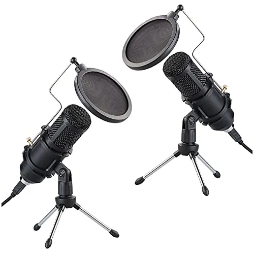 auvisio Mikro: 2er-Set Profi-USB-Kondensator-Mikrofone, High-Performance, Mini-Stativ (Desktop Mikrofon, USB PC, Laptop Ständer)