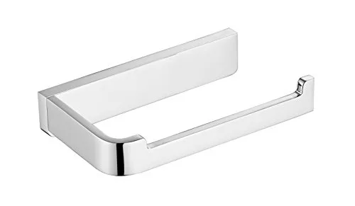 Flybath Toilettenpapierhalter Ohne Deckel Massiver Messing Vierkant Bad WC Rollenhalter Wandmontage 20 cm, Chrom