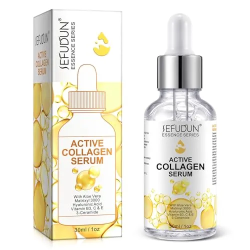 P-Beauty Gesichtsserum mit Kollagen & Hyaluron - Collagen Serum für straffere Haut mit Vitamin C, E, B3, 3-Ceramiden & pflanzlichen Wirkstoffen - Anti-Aging Anti-Falten - Gesichtspflege Serum - 1x30ml