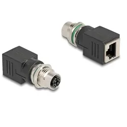 Delock Netzwerkadapter M12 zu RJ-45 CAT 6a - Schwarz - Multimedia Netzwerkadapter für zuverlässige Datenübertragung, ideal für industrielle Anwendungen und robuste Netzwerkverbindungen.