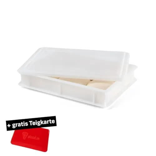 FUMOSA ital. Pizzaballen-Box Set »Home« (40x30x7) | Teigwanne | Teigbox | Pizzabox | Gärbox | Teigkiste | + gratis Teigkarte (1x Box + 1x Deckel)
