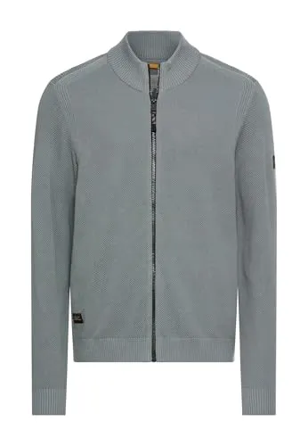 camel active Herren Strickjacke mit Stehkragen Blau - Regular Fit - Bequeme Strickjacke aus 100% Baumwolle mit Stehkragen, ideal für kühle Tage. Das camel active Markenlogo und der Regular Fit sorgen für einen lässigen Look.
