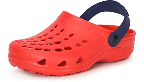 Ladeheid Kinder Mädchen Jungen Eva Clogs Gartenclogs Gartenschuhe LA-CA-06 (Rot/Marineblau, 26/27 EU)