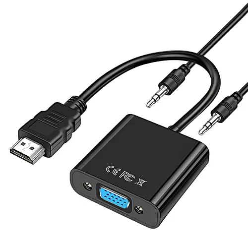 Vinmooog HDMI auf VGA Adapter - Gold-Plated HDMI zu VGA Kabel mit Audioanschluss