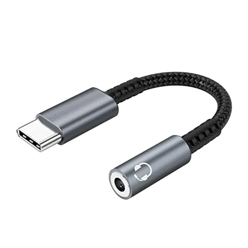 INF USB-C zu 3,5 mm Adapter für Kopfhörer, Handys mit USB-C-Buchse, Geräte mit USB-C, 13,5 cm, 1x Audioadapter (Grau)