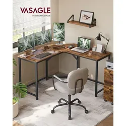 VASAGLE L-förmiger Schreibtisch, 130/150 cm, platzsparend in braun von VASAGLE