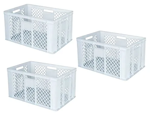 BRB-Lagertechnik Stapelbox 3x Eurobehälter/Bäckerkiste 600x400x320 mm - Robuste und formstabile Stapelbox aus lebensmittelechtem PE-HD, ideal für sicheren Transport und Lagerung. Mit optimaler Luftzirkulation und komfortablen Handgriffen für einfache Handhabung.