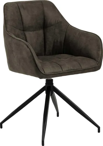 ebuy24 Esszimmerstuhl Brenda mit Armlehnen und Drehfunktion - Grün - Moderner Esszimmerstuhl mit Armlehnen und praktischer Drehfunktion, ideal für gemütliche Essensrunden. Robuste Stoff- und Metallkombination für hohen Komfort.