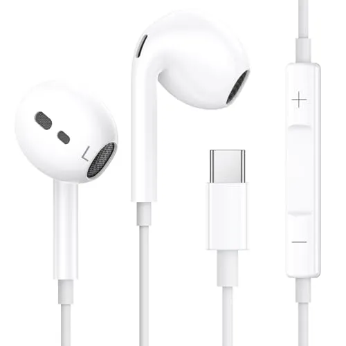 Kopfhörer mit Kabel USBC, USB C Kopfhörer für Samsung, In Ear Ohrhörer HiFi Stereo mit Mikrofon Kabelkopfhörer Kompatibel für Samsung S24 S23 S22 S21 S20 Ultra Plus S24+ A53 A55/iPhone 15 16 Pro Max