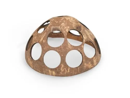 NaDeco Kokosnussschale gelocht (Löcher ca. 15mm) Größe ca. 10-13cm | Deko Kokosnuss | Kokosschale | Kokoskorb | Vogelspielzeug, Schredder und Knabber Material für Nagetiere | Aquarium Deko